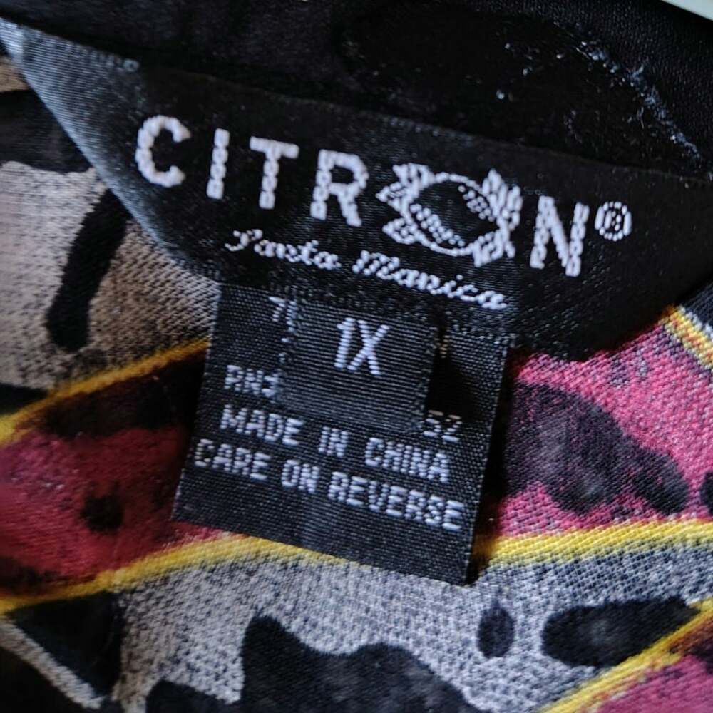 Citron Linda Mardini Butterfly Silk Blend Burnout Tunic Blouse 1X - Picture 4 of 6
